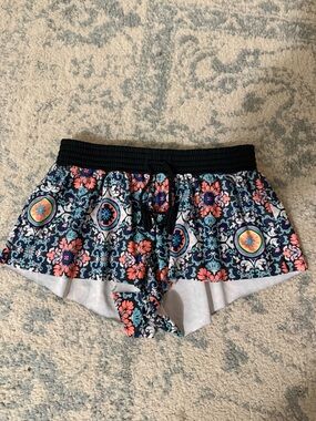 Seafolly Floral Print Beach Shorts - Coral & Teal